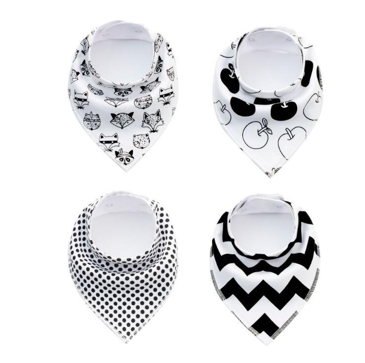 Baby Bibs 4-Pack Set - Soft Cotton Bandana Drool Bibs