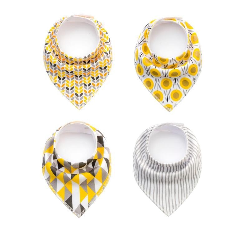 Baby Bibs 4-Pack Set - Soft Cotton Bandana Drool Bibs