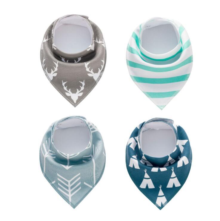 Baby Bibs 4-Pack Set - Soft Cotton Bandana Drool Bibs