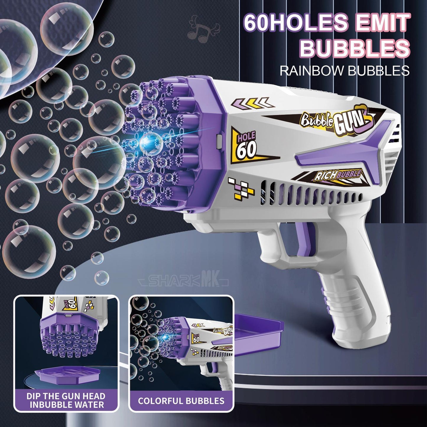 Electric Bubble Gun - Outdoor Party Toy with LED Lights & Sound for Kids Ages 3+ | Automatic Bubble Machine for Summer Fun