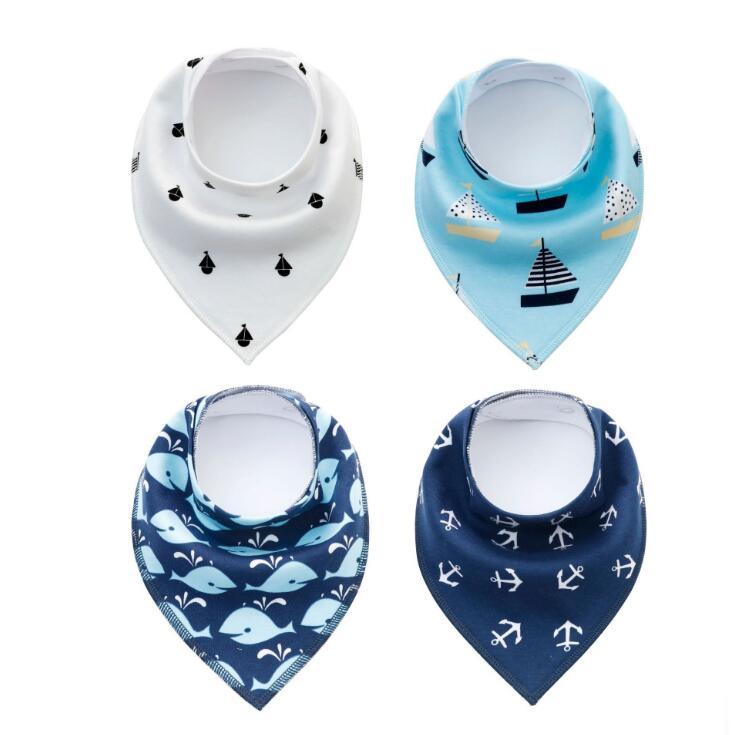 Baby Bibs 4-Pack Set - Soft Cotton Bandana Drool Bibs