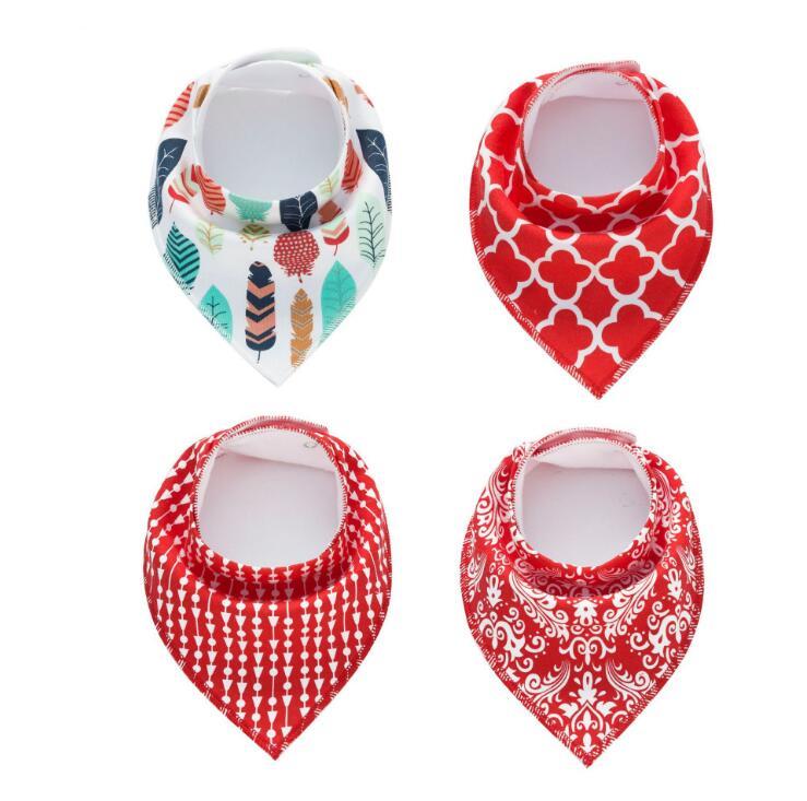 Baby Bibs 4-Pack Set - Soft Cotton Bandana Drool Bibs