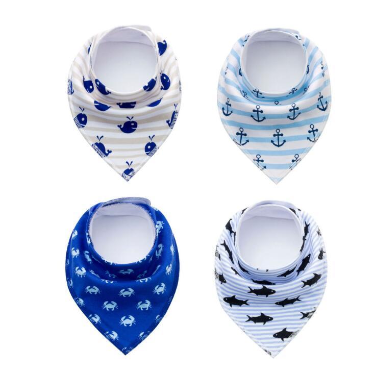 Baby Bibs 4-Pack Set - Soft Cotton Bandana Drool Bibs