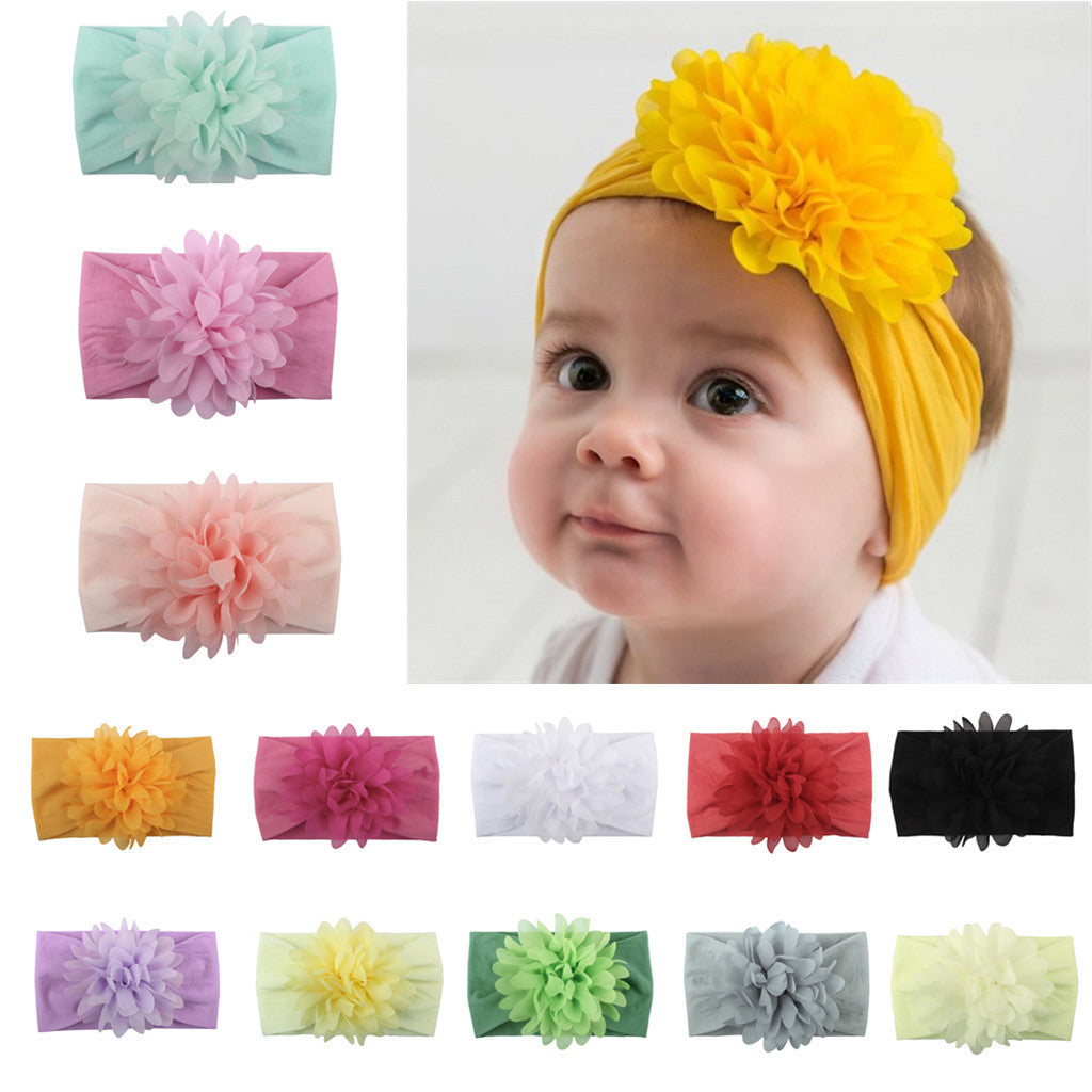 Baby Girl Flower Headbands - Soft Chiffon Hair Bows