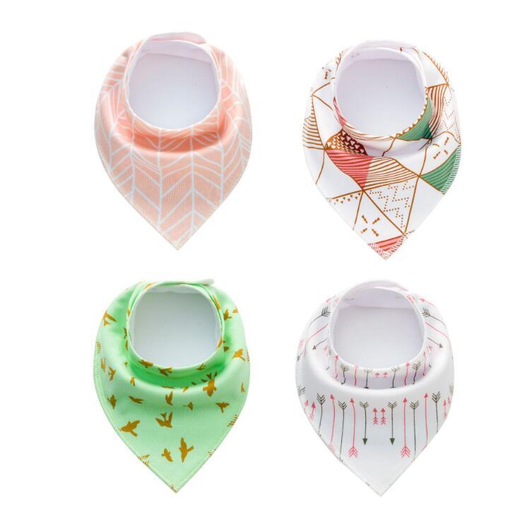 Baby Bibs 4-Pack Set - Soft Cotton Bandana Drool Bibs