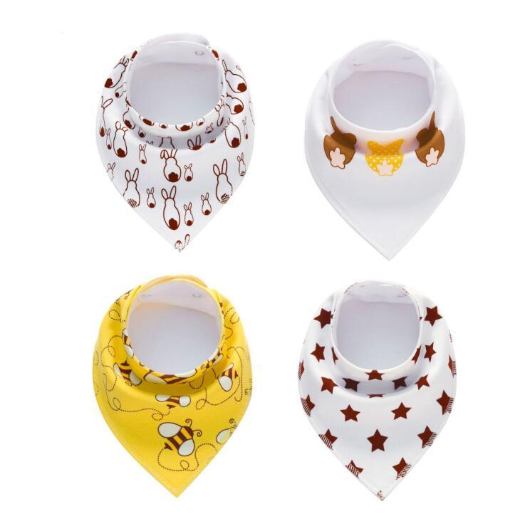 Baby Bibs 4-Pack Set - Soft Cotton Bandana Drool Bibs