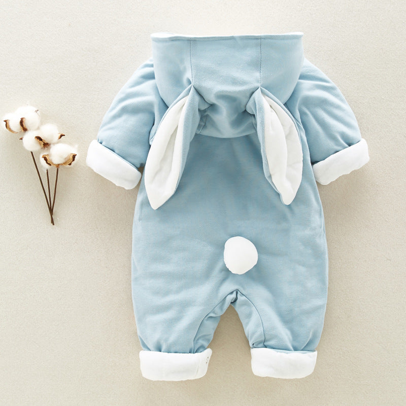 Hooded Cotton Baby Romper - Thick Padded Onesie for Newborns