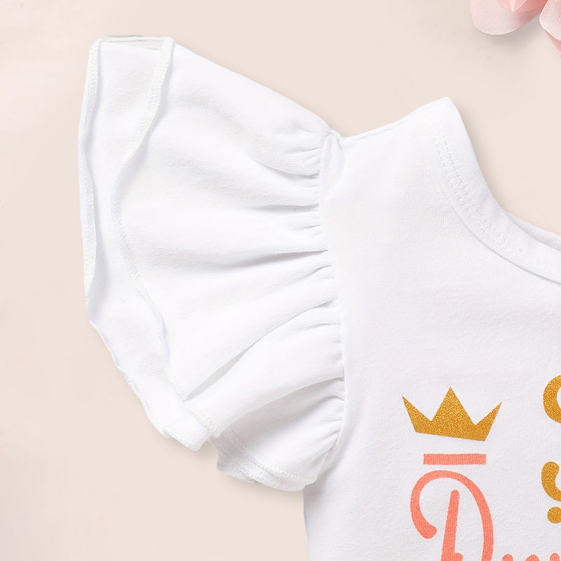 Baby Girl Coming Home Outfit - 3-Piece Romper Tutu Skirt Headband Set for Newborn