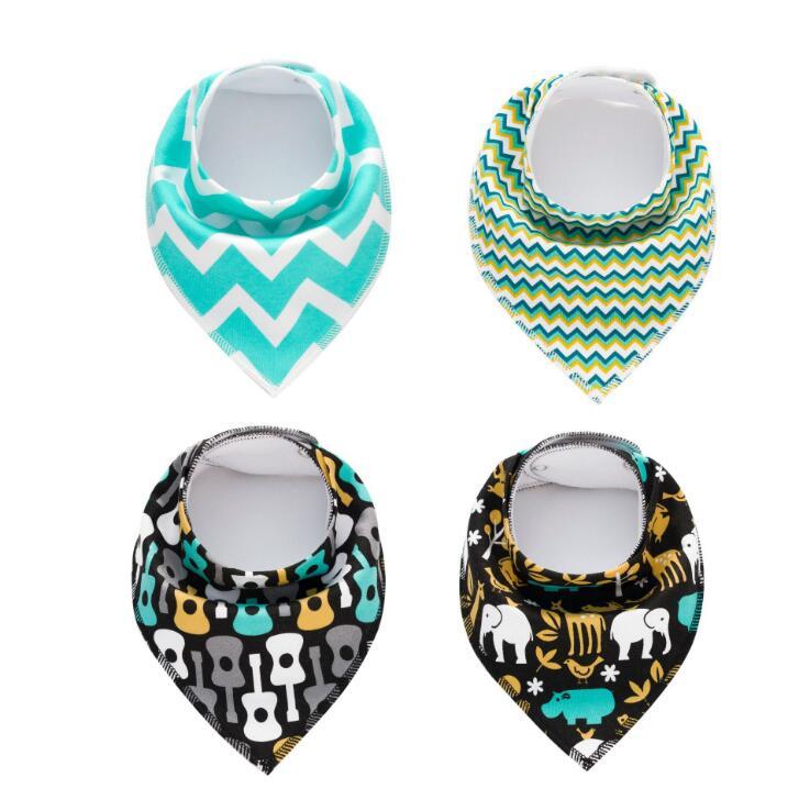 Baby Bibs 4-Pack Set - Soft Cotton Bandana Drool Bibs