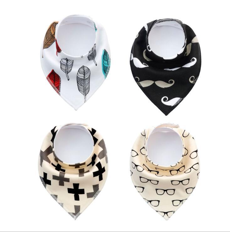 Baby Bibs 4-Pack Set - Soft Cotton Bandana Drool Bibs