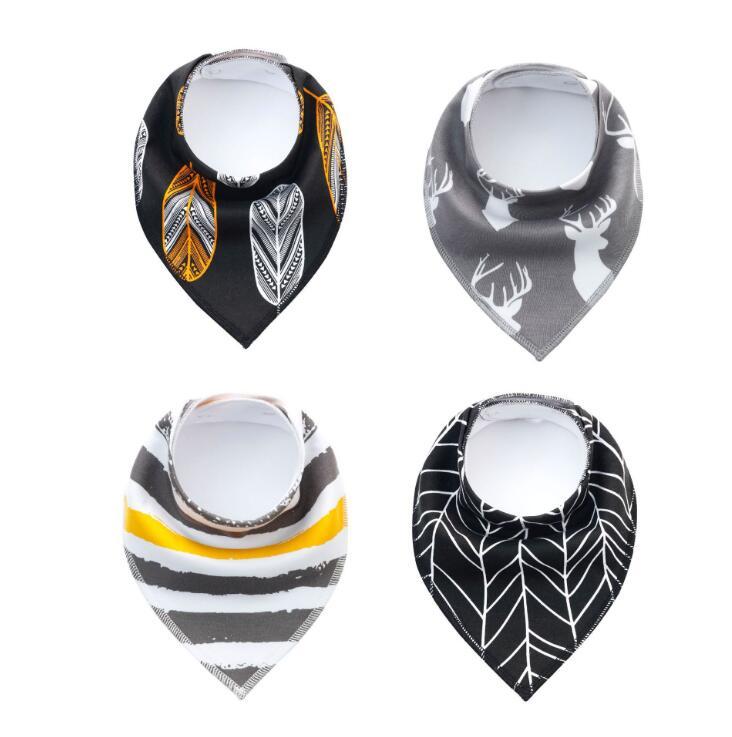 Baby Bibs 4-Pack Set - Soft Cotton Bandana Drool Bibs