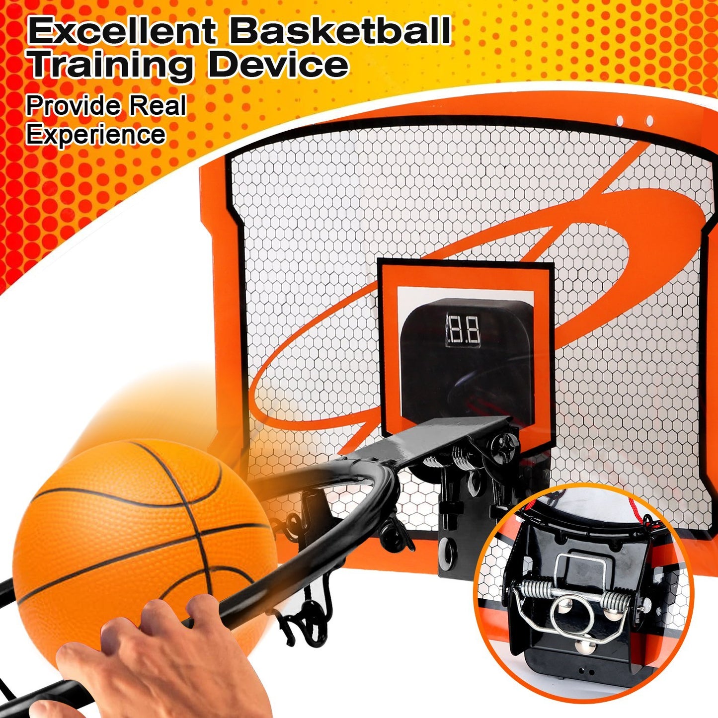 Mini Basketball Hoop Set - Indoor Door Mount with 4 Balls & Electronic Scorer for Kids