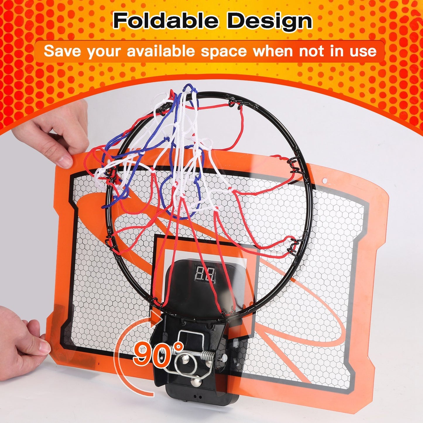 Mini Basketball Hoop Set - Indoor Door Mount with 4 Balls & Electronic Scorer for Kids