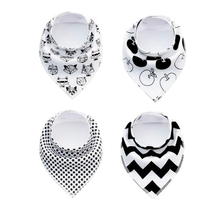 Baby Bibs 4-Pack Set - Soft Cotton Bandana Drool Bibs