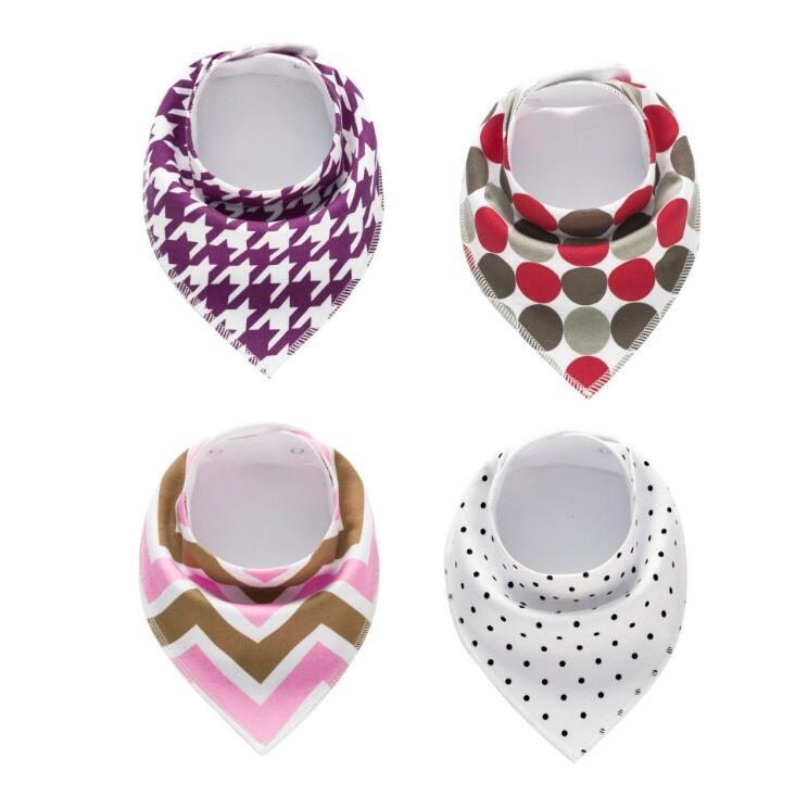 Baby Bibs 4-Pack Set - Soft Cotton Bandana Drool Bibs