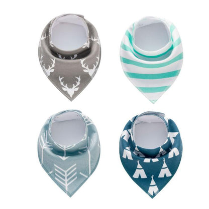 Baby Bibs 4-Pack Set - Soft Cotton Bandana Drool Bibs