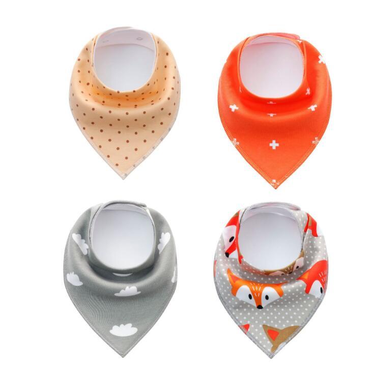 Baby Bibs 4-Pack Set - Soft Cotton Bandana Drool Bibs