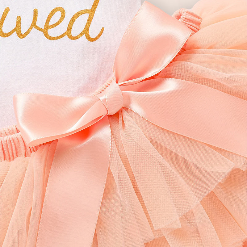 Baby Girl Coming Home Outfit - 3-Piece Romper Tutu Skirt Headband Set for Newborn