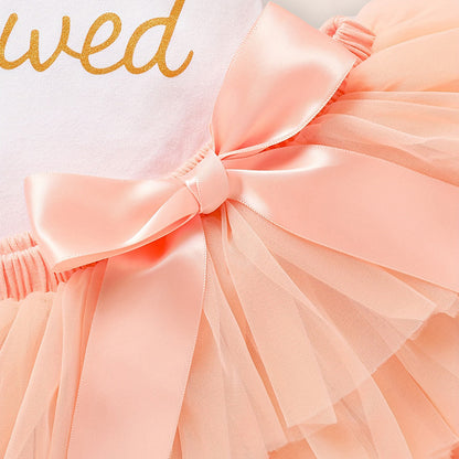 Baby Girl Coming Home Outfit - 3-Piece Romper Tutu Skirt Headband Set for Newborn