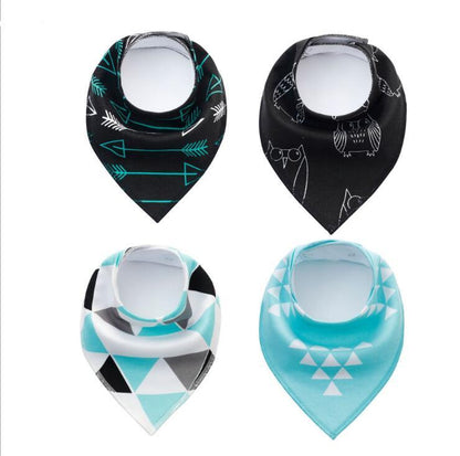 Baby Bibs 4-Pack Set - Soft Cotton Bandana Drool Bibs