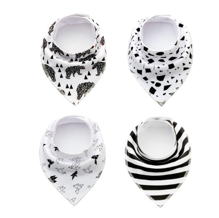 Baby Bibs 4-Pack Set - Soft Cotton Bandana Drool Bibs
