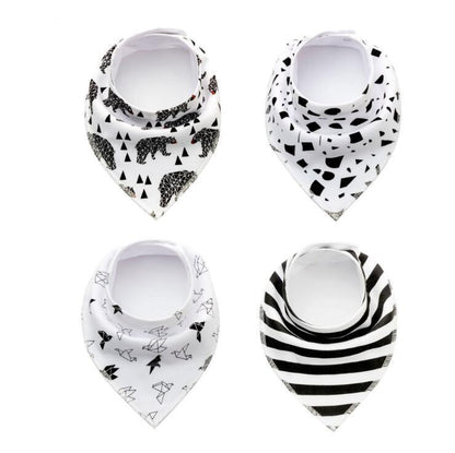 Baby Bibs 4-Pack Set - Soft Cotton Bandana Drool Bibs
