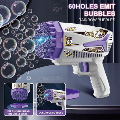 Electric Bubble Gun - Outdoor Party Toy with LED Lights & Sound for Kids Ages 3+ | Automatic Bubble Machine for Summer Fun