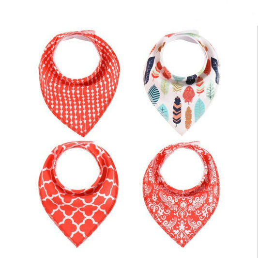 Baby Bibs 4-Pack Set - Soft Cotton Bandana Drool Bibs