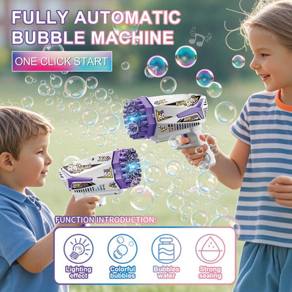 Electric Bubble Gun - Outdoor Party Toy with LED Lights & Sound for Kids Ages 3+ | Automatic Bubble Machine for Summer Fun