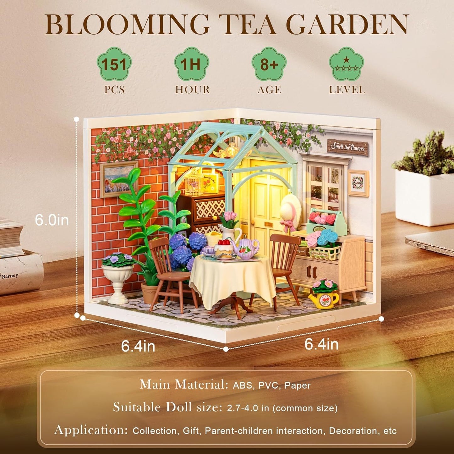 ROBOTIME Blooming Tea Garden DIY Dollhouse