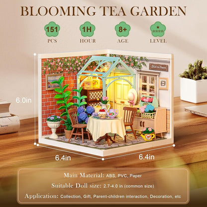 ROBOTIME Blooming Tea Garden DIY Dollhouse