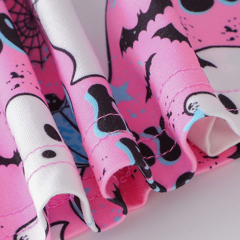 Toddler Halloween A-Line Dress Set (3 Pack) - Ghost Skull Bat Print Collection for Girls 4-7Y