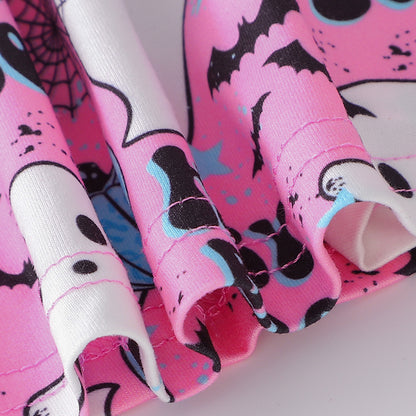 Toddler Halloween A-Line Dress Set (3 Pack) - Ghost Skull Bat Print Collection for Girls 4-7Y