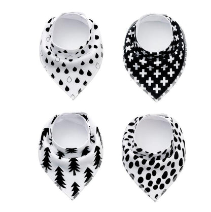 Baby Bibs 4-Pack Set - Soft Cotton Bandana Drool Bibs