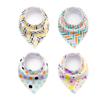 Baby Bibs 4-Pack Set - Soft Cotton Bandana Drool Bibs