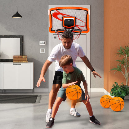 Mini Basketball Hoop Set - Indoor Door Mount with 4 Balls & Electronic Scorer for Kids