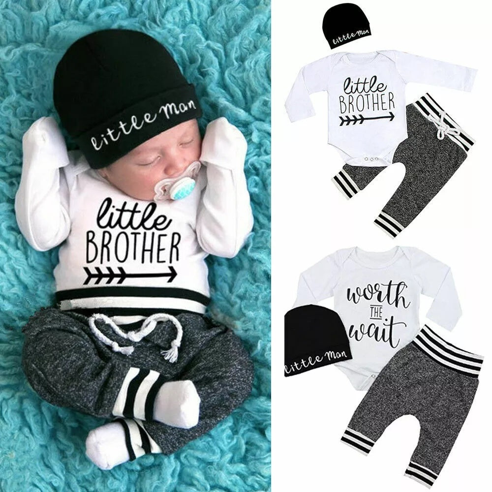 Newborn Baby Cotton Romper Bodysuit Set - Soft Jumpsuit & Pants Outfit for Boys & Girls