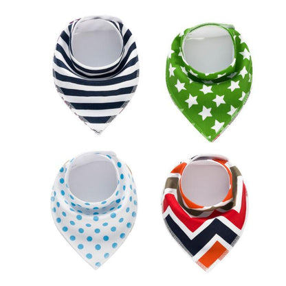 Baby Bibs 4-Pack Set - Soft Cotton Bandana Drool Bibs