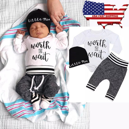 Newborn Baby Cotton Romper Bodysuit Set - Soft Jumpsuit & Pants Outfit for Boys & Girls