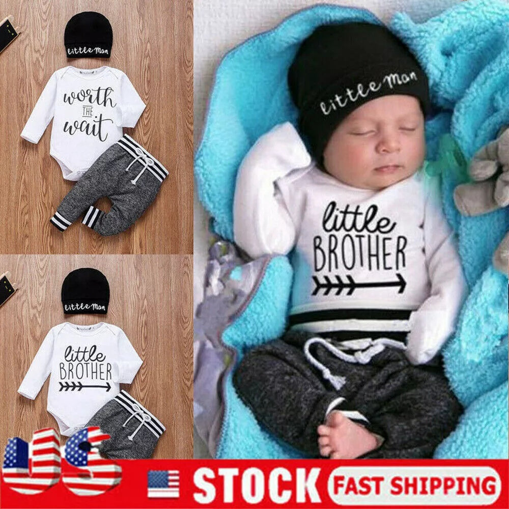 Newborn Baby Cotton Romper Bodysuit Set - Soft Jumpsuit & Pants Outfit for Boys & Girls