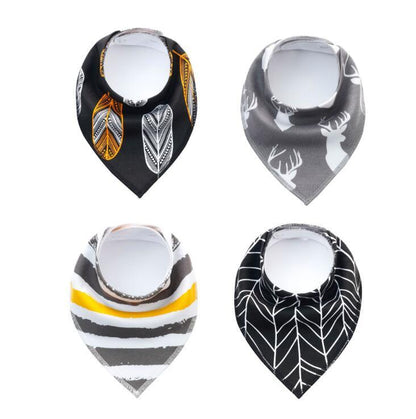 Baby Bibs 4-Pack Set - Soft Cotton Bandana Drool Bibs