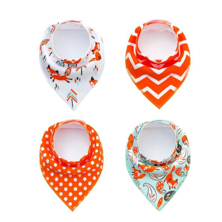 Baby Bibs 4-Pack Set - Soft Cotton Bandana Drool Bibs