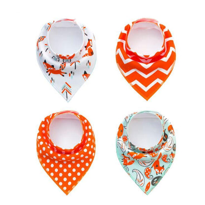 Baby Bibs 4-Pack Set - Soft Cotton Bandana Drool Bibs