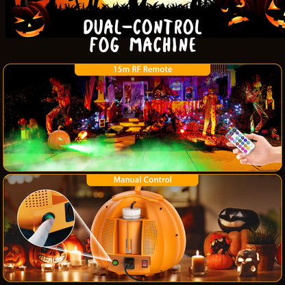 600W Halloween Pumpkin Fog Machine RGB LED Party Effects