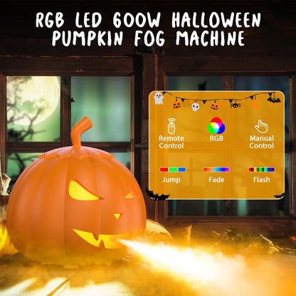 600W Halloween Pumpkin Fog Machine RGB LED Party Effects