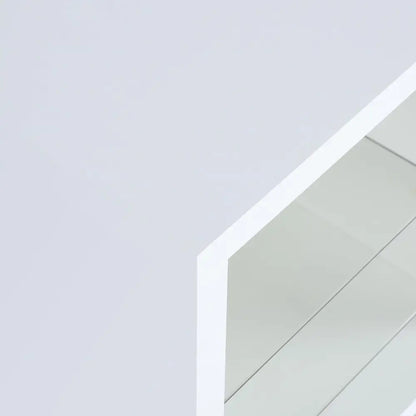 White rectangular mirror with rounded edges from Ameriwood Home Lumina Fireplace TV Stand White