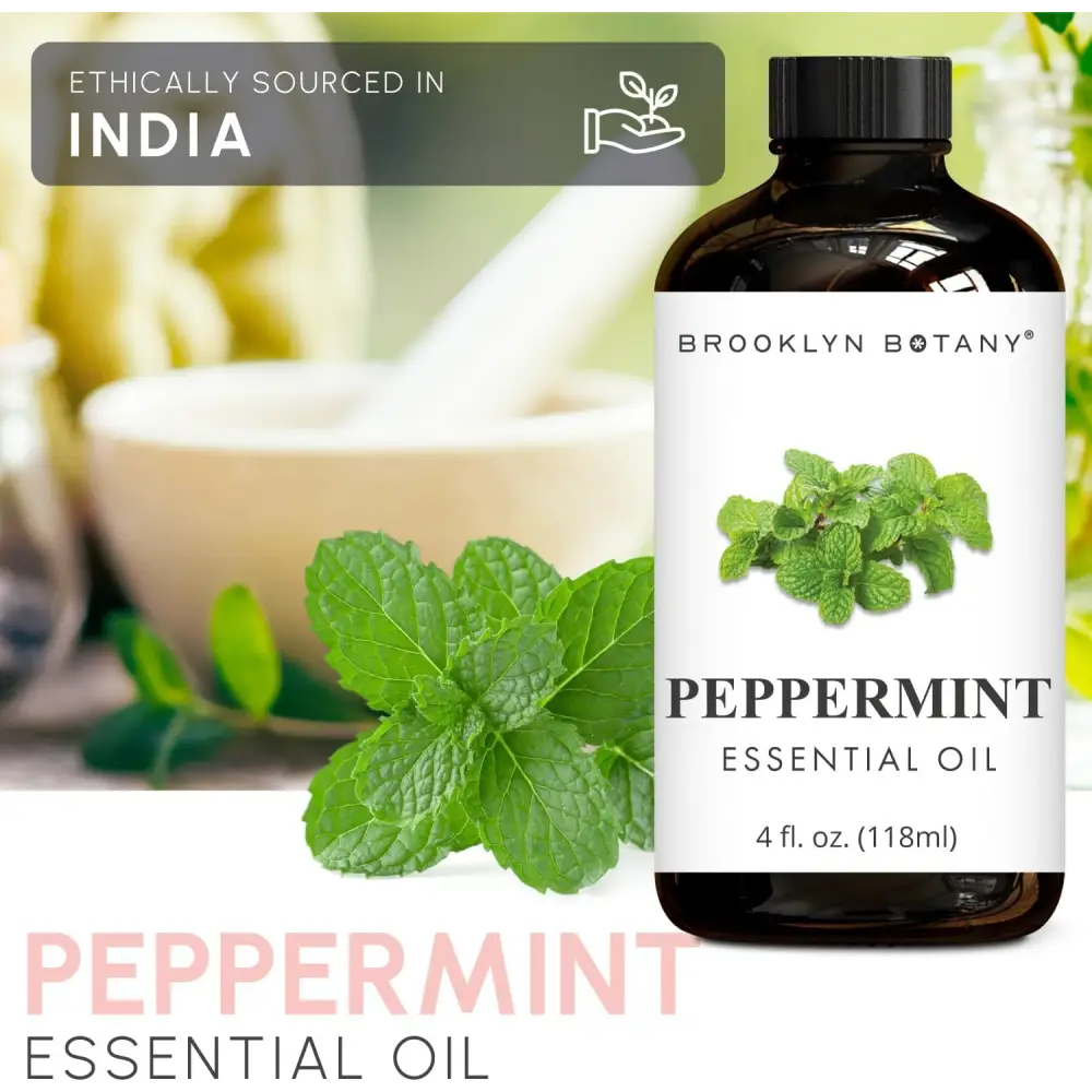 Brooklyn Botany Peppermint Essential Oil - Huge 4 Fl Oz - 100% Pure and Natural - Premium Grade with Dropper - for Aromatherapy and Diffuser