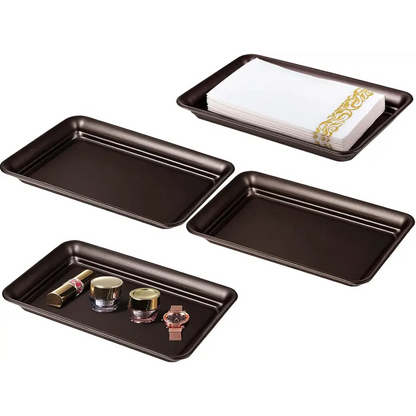 Brown and Gold Vanity Tray with textured surface and glass organizer accents