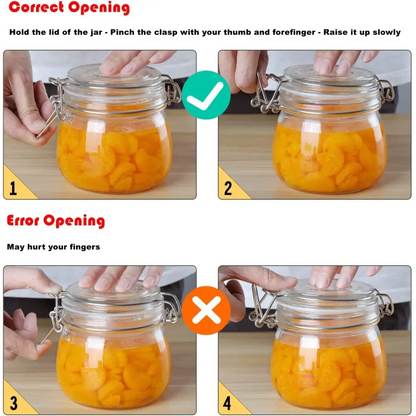 Comsaf Airtight Glass Jars with Lids 17Oz Small Food Storage Container Set of 6 - Airtight Canister with Clear Preserving Seal Wire Clip Fastening for Kitchen Canning Pickling Mason Jars