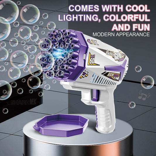 Electric Bubble Gun - Outdoor Party Toy with LED Lights & Sound for Kids Ages 3+ | Automatic Bubble Machine for Summer Fun